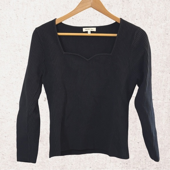 Another Love Tops - Another Love Black Fitted Long Sleeve Blouse